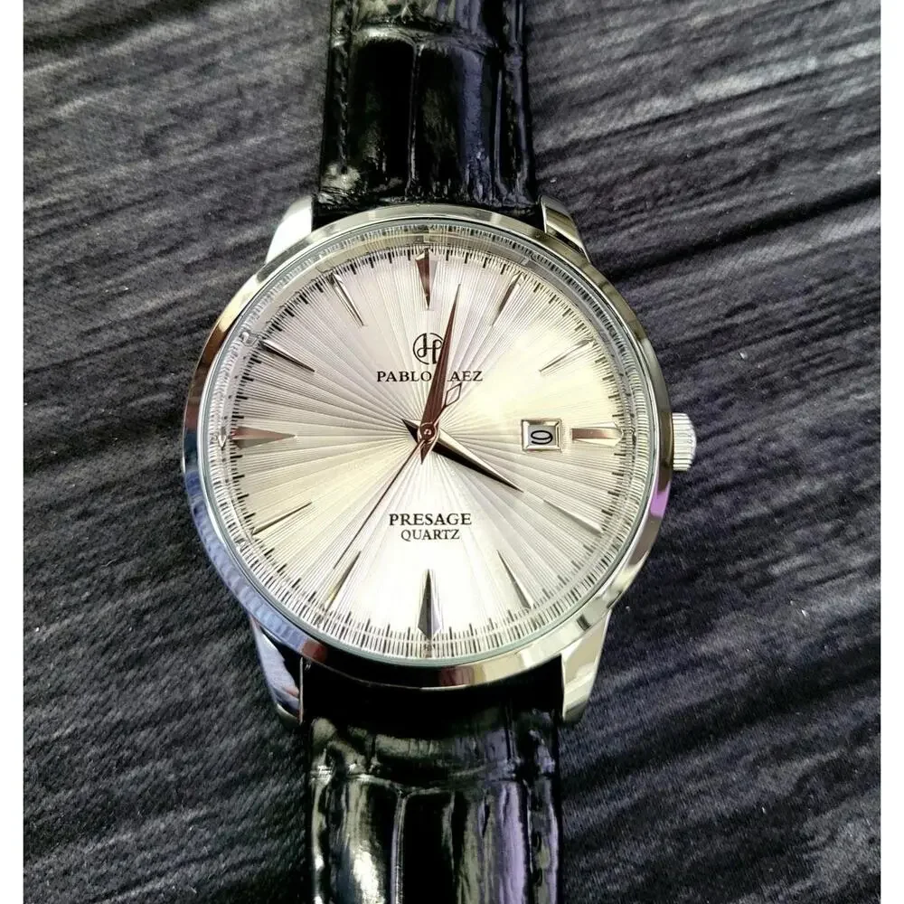 New Vintage Pablo Raez 40mm Mens Slv‎ Wht Blk Presage Watch